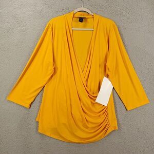 Ashro Draped V-Neck Tunic in Bright Yellow